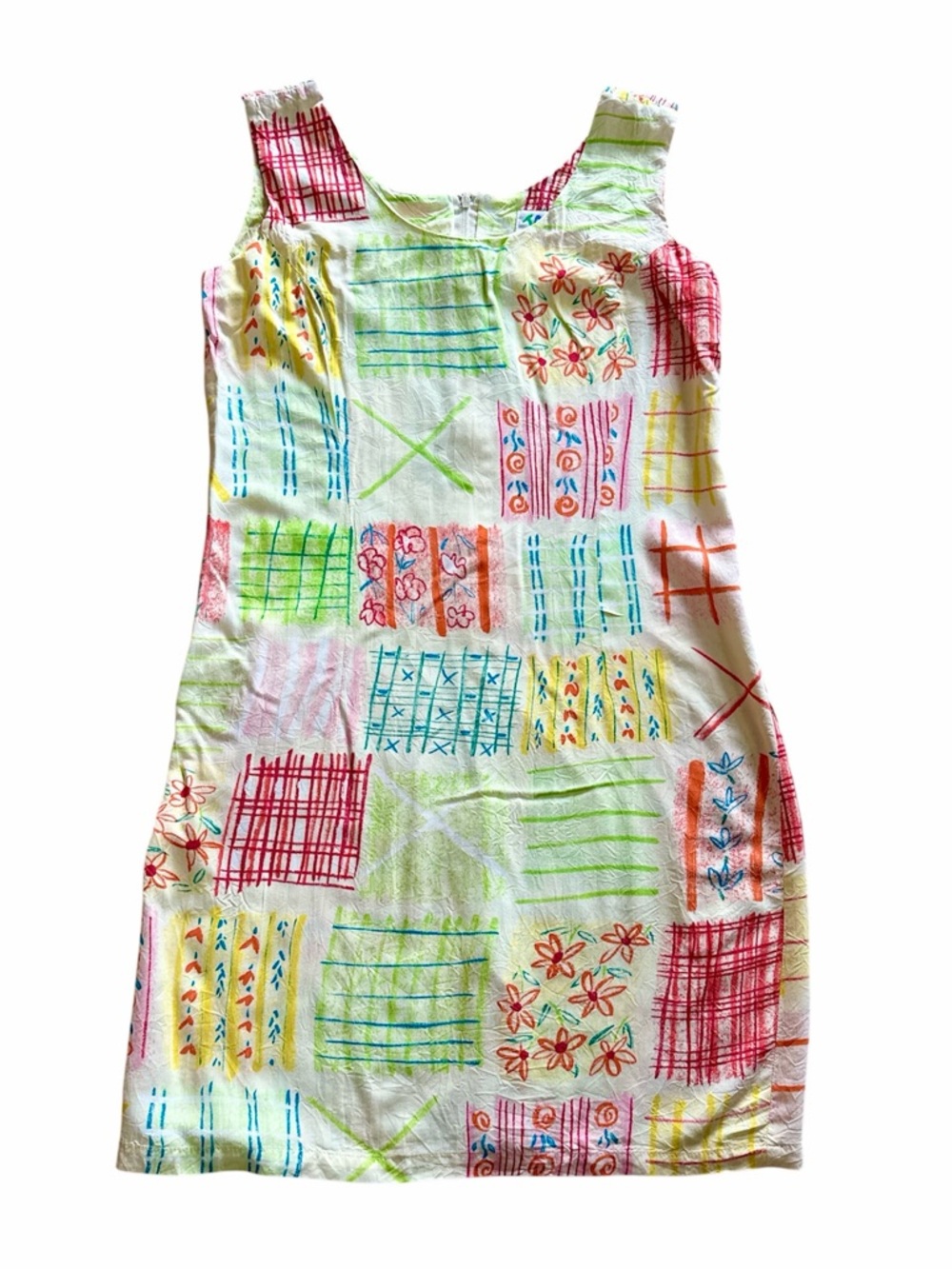Vintage Jams World Floral Sun Dress Orange Yellow Green  Rayon Daisies 
Size XS